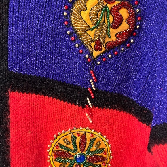 Vintage Christine Christmas Sweater Size Med With Shoulder Pads. Holiday Sweater - Picture 3 of 9